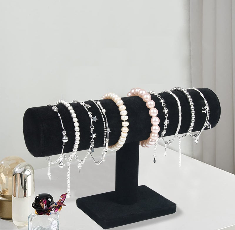 ChezMax Necklace Jewelry Display Jewelry Stand Hovering T-Bar Bracelet Holder for Home Organization, Black Velvet - Image 4